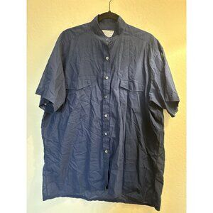 Turnbull & Asser-Neiman Marcus Navy Blue Button-up Luxury Dress Shirt SZ 15.5